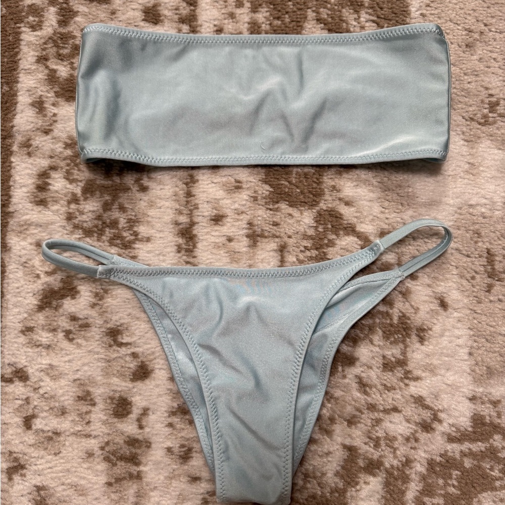 White Fox Boutique Light Blue Bandeau Bikini Set